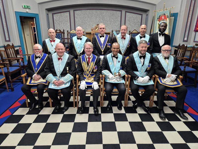 Lodge officers and guests